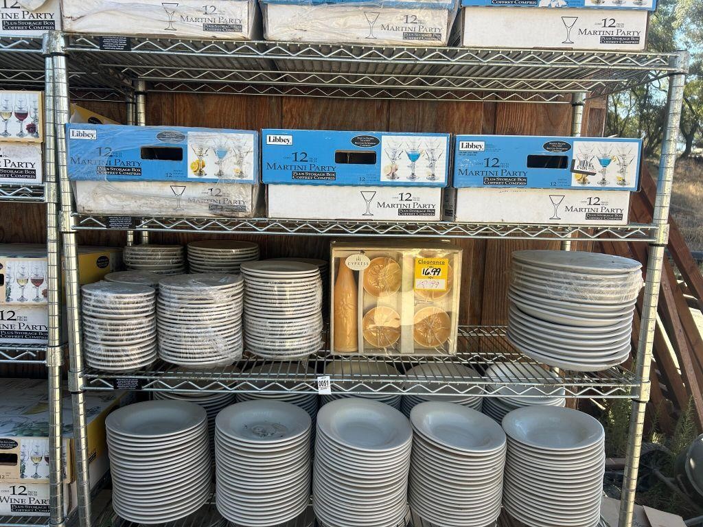 Shelving with commercial kitchen supplies